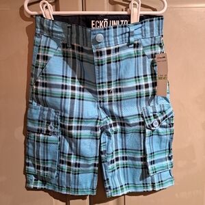 Ecko Unltd boys size 4T plaid cargo shorts New